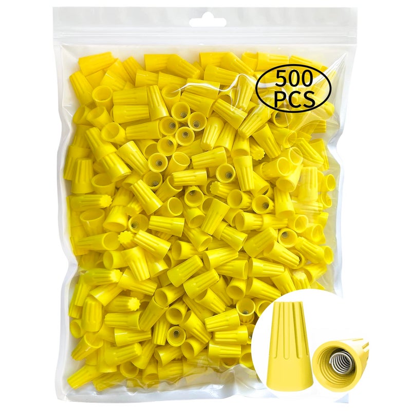 ZIPCCI 500 Pcs Electrical Wire Connector Screw Terminal, Yellow Wire Caps Twist Nuts Connectors - Image 1